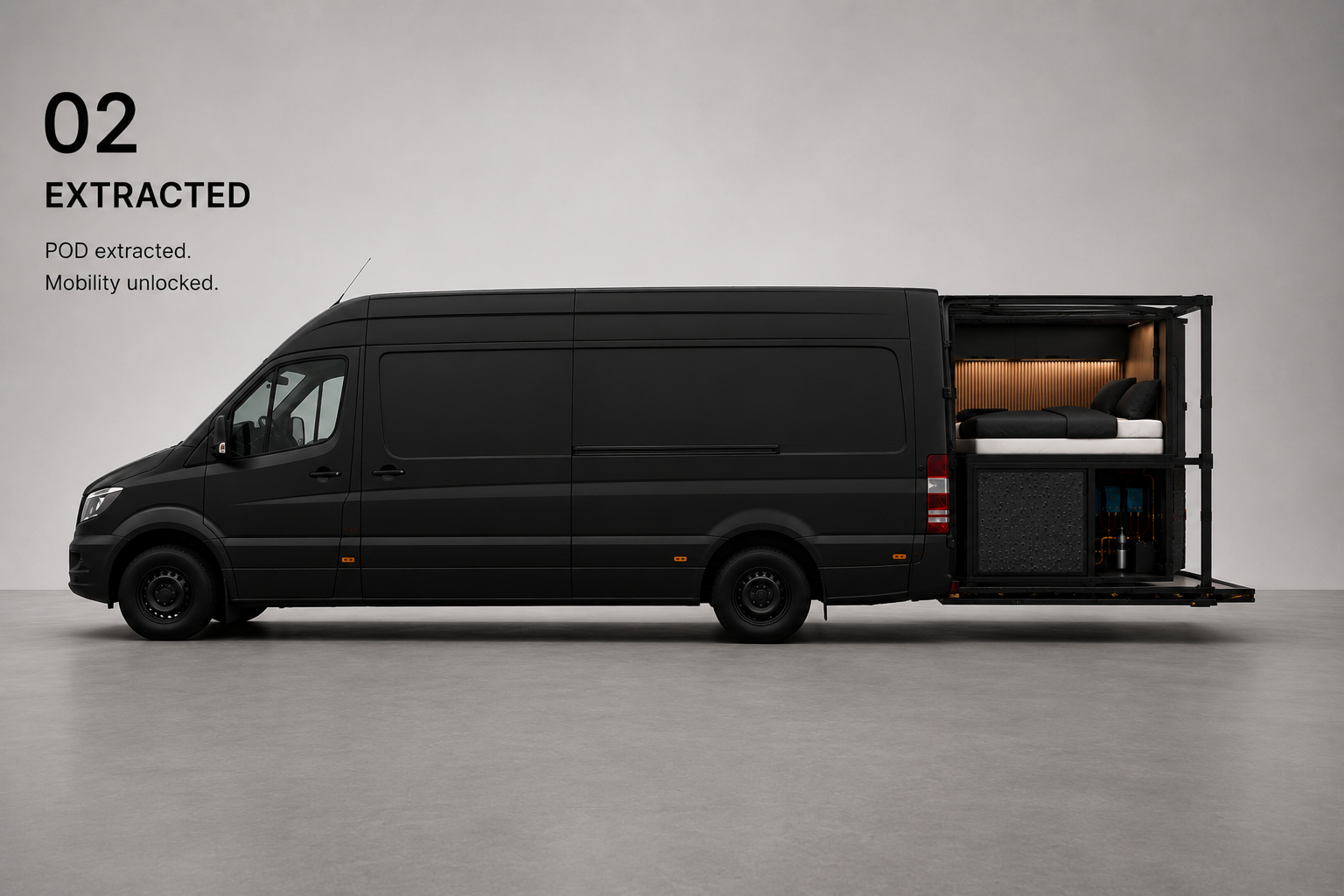 MOPOD van with POD extracted from rear opening