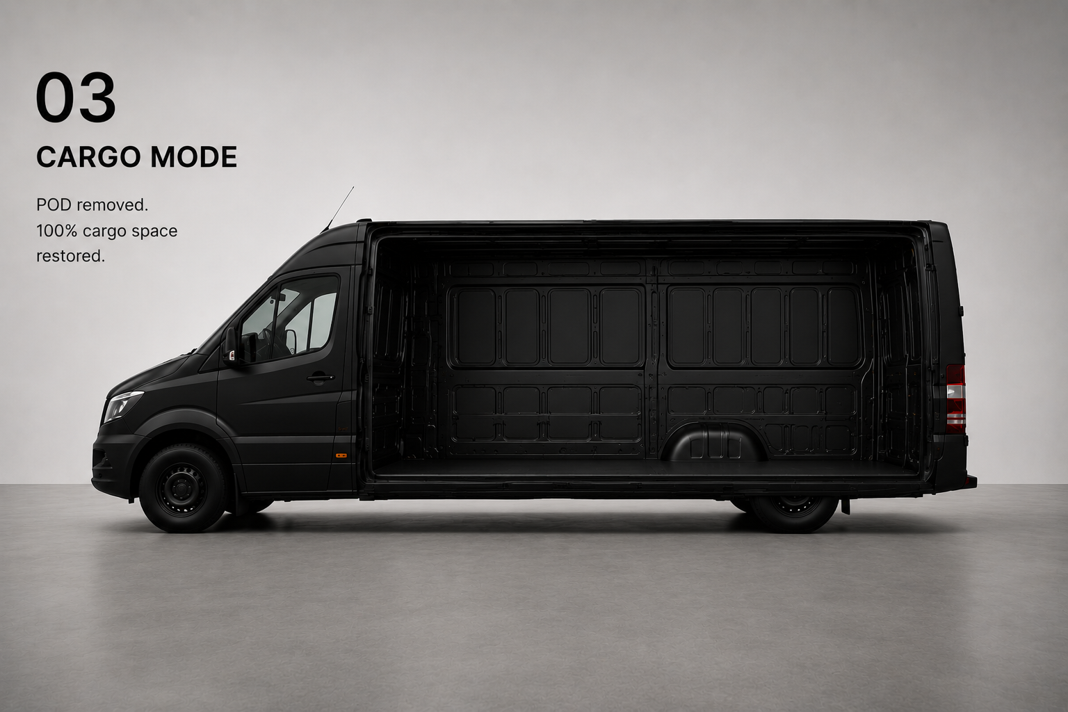 MOPOD van with empty cargo interior — pure utility mode